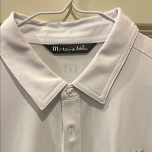 Men's Travis Mathew golf shirt. Size large. White and navy